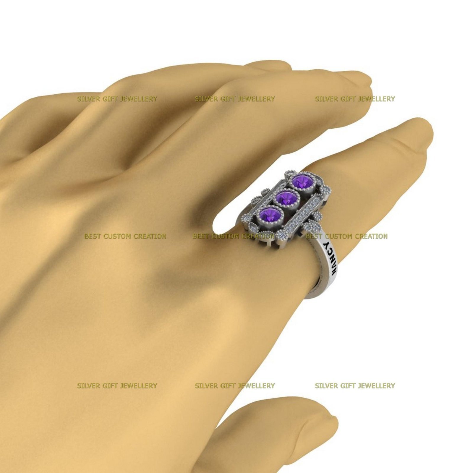 School Emblem Ring Band, Timeless 925 Silver Class Ring - Image 7