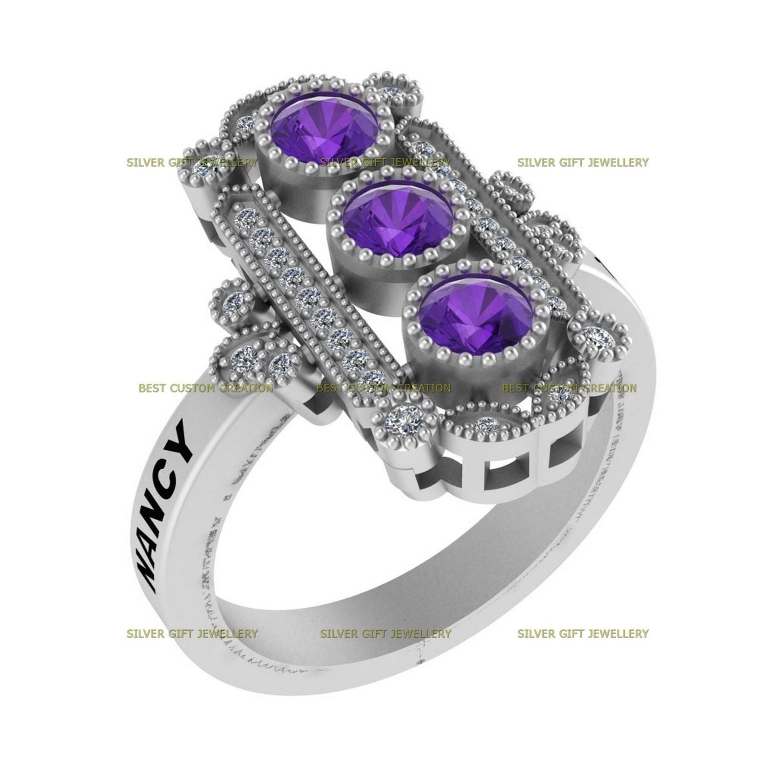 School Emblem Ring Band, Timeless 925 Silver Class Ring - Image 3