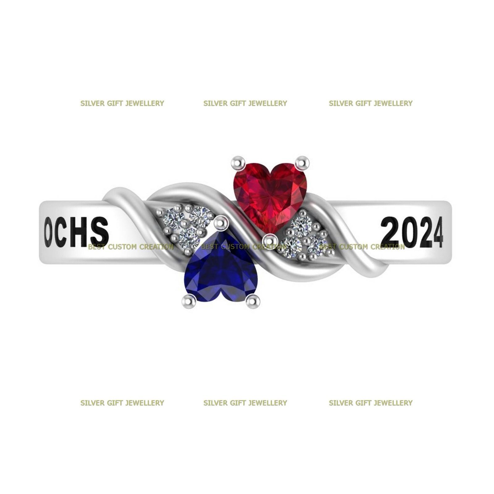 Legacy of Love Ring, Heart Stone Class Ring 925 Silver