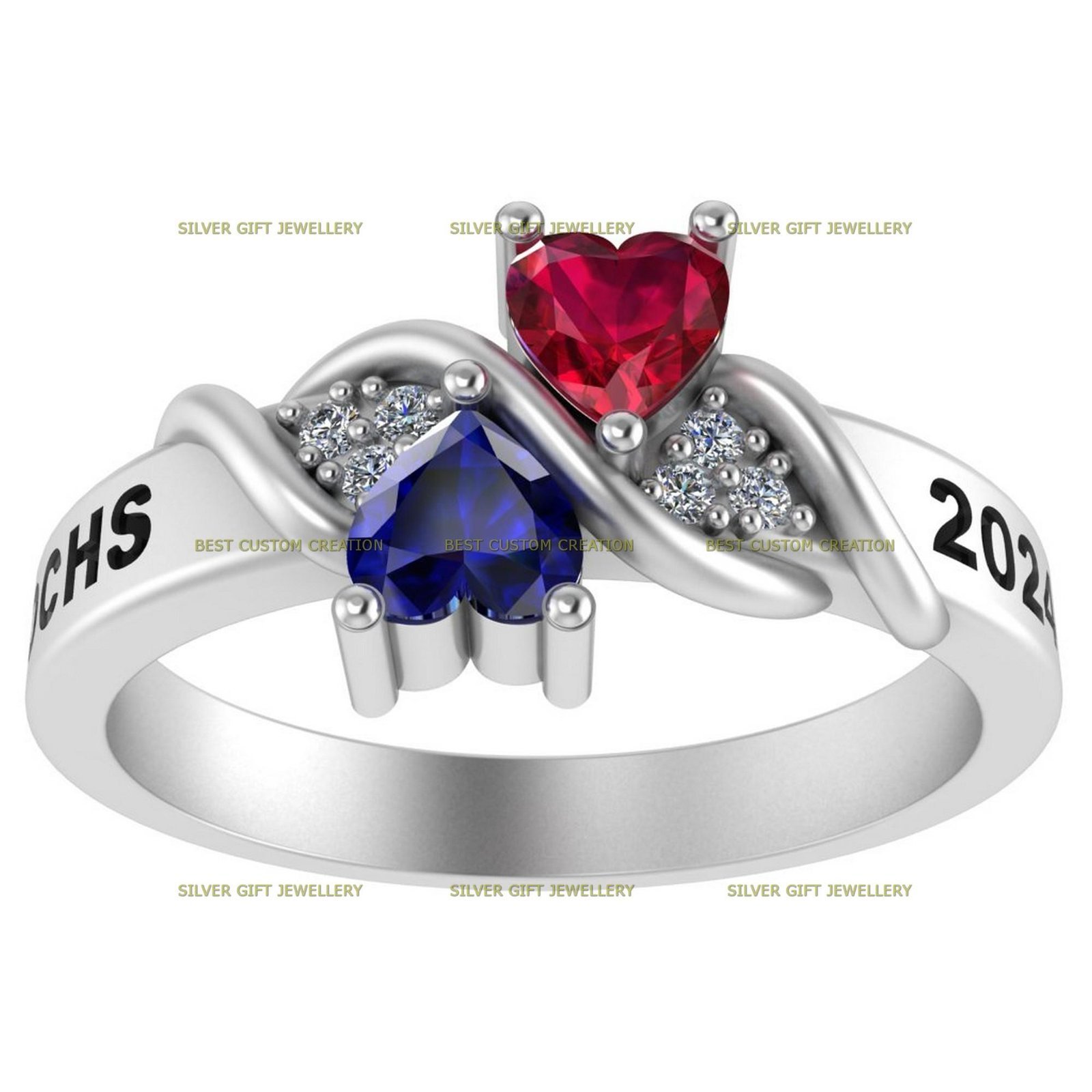 Legacy of Love Ring, Heart Stone Class Ring 925 Silver - Image 5