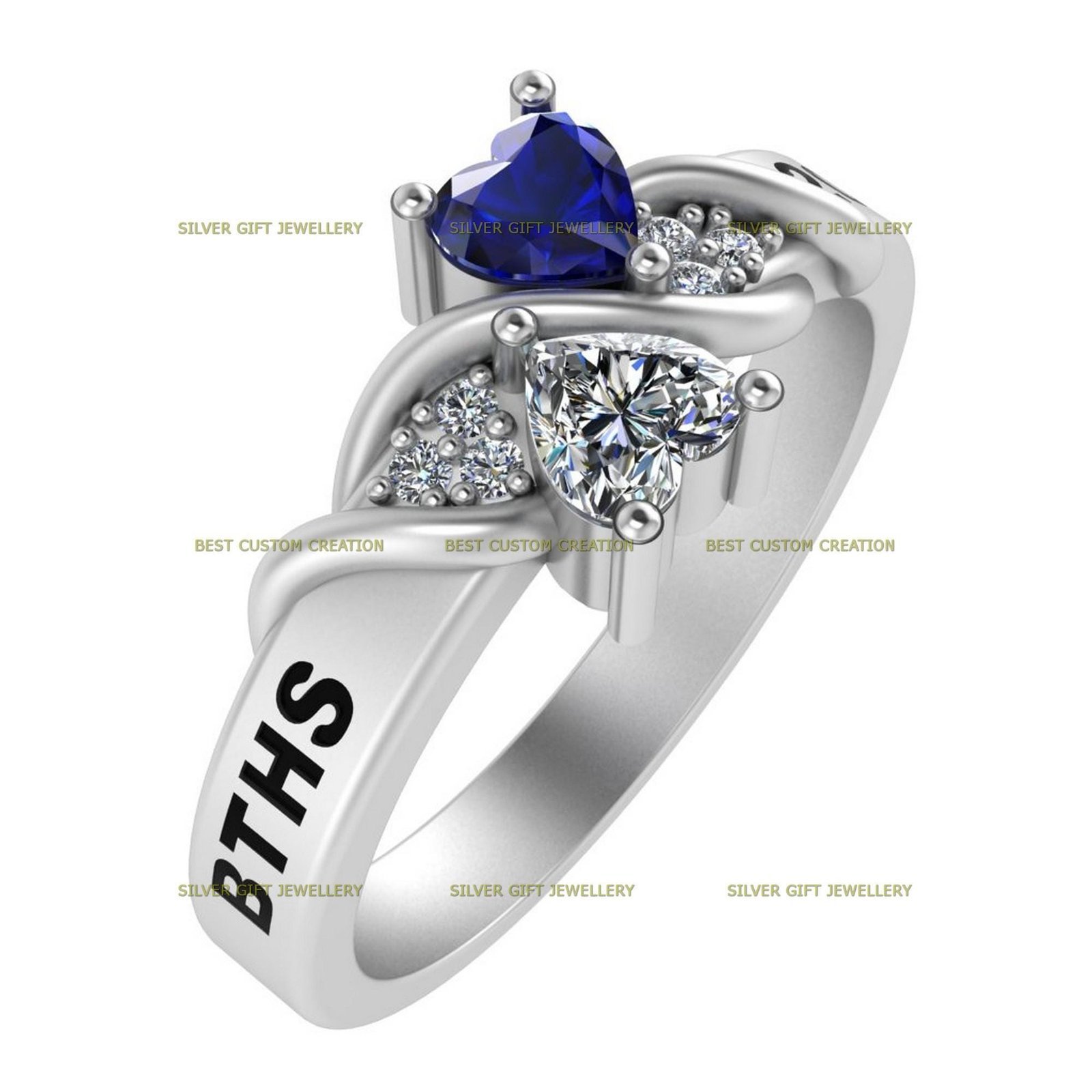 Love and Legacy Ring, Heart Stone Graduation Class Ring 925 Silver - Image 8