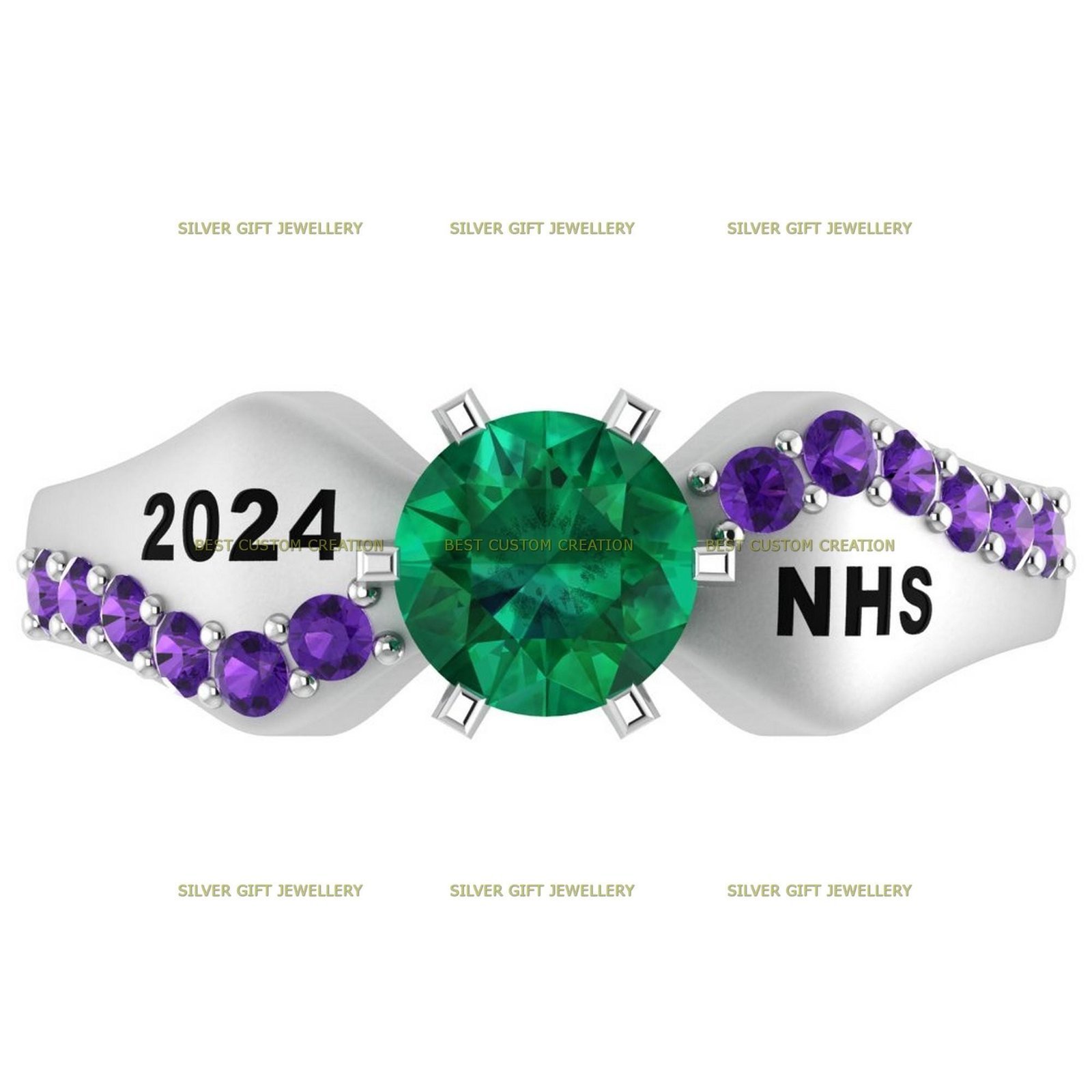 Floral Triumph Ring, Empowerment Emblem Graduation Ring 925 Silver - Image 6