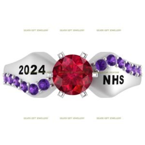 Floral Triumph Ring, Empowerment Emblem Graduation Ring 925 Silver