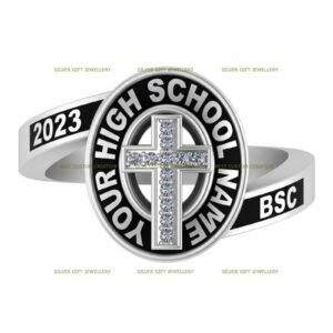 Faith Class Ring, Customizable Cross Ring 925 Silver