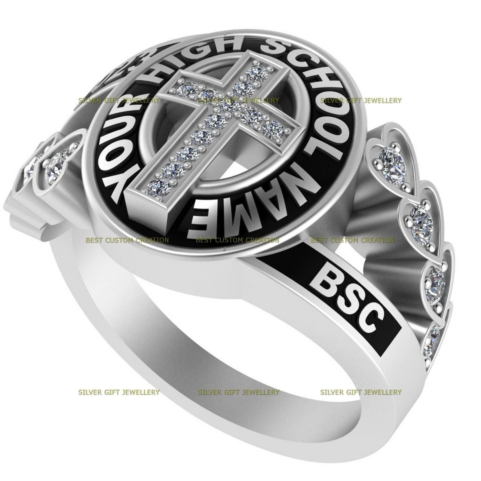 Cross Heritage Ring, Faith and Achievement Class Ring 925 Silver - Image 4