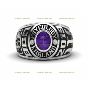 Bold High School Grad Ring, Signature Design 925 Silver