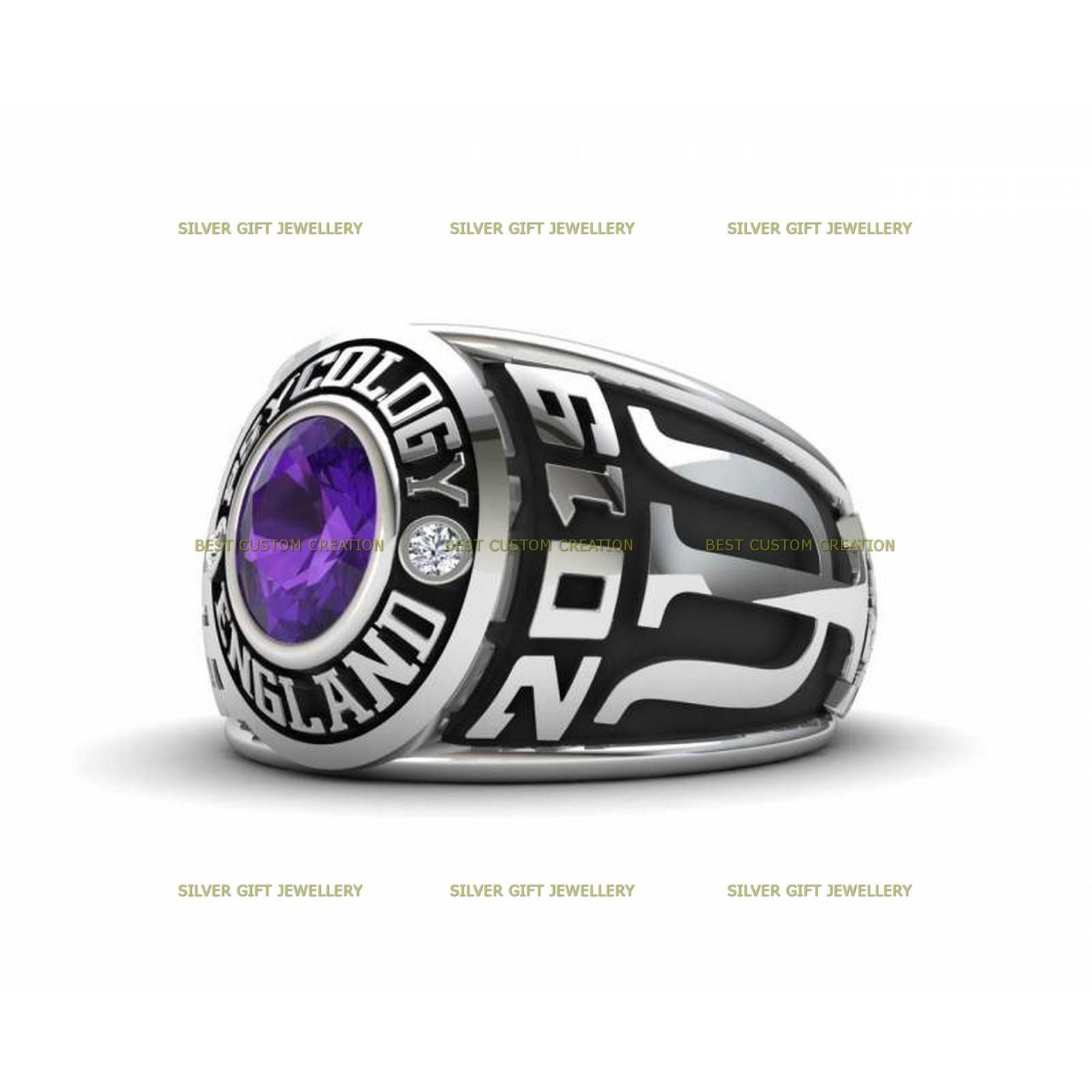 Bold High School Grad Ring, Signature Design 925 Silver - Image 7