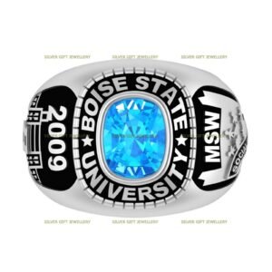 Custom Detail Class Ring for Him, Substantial 925 Silver