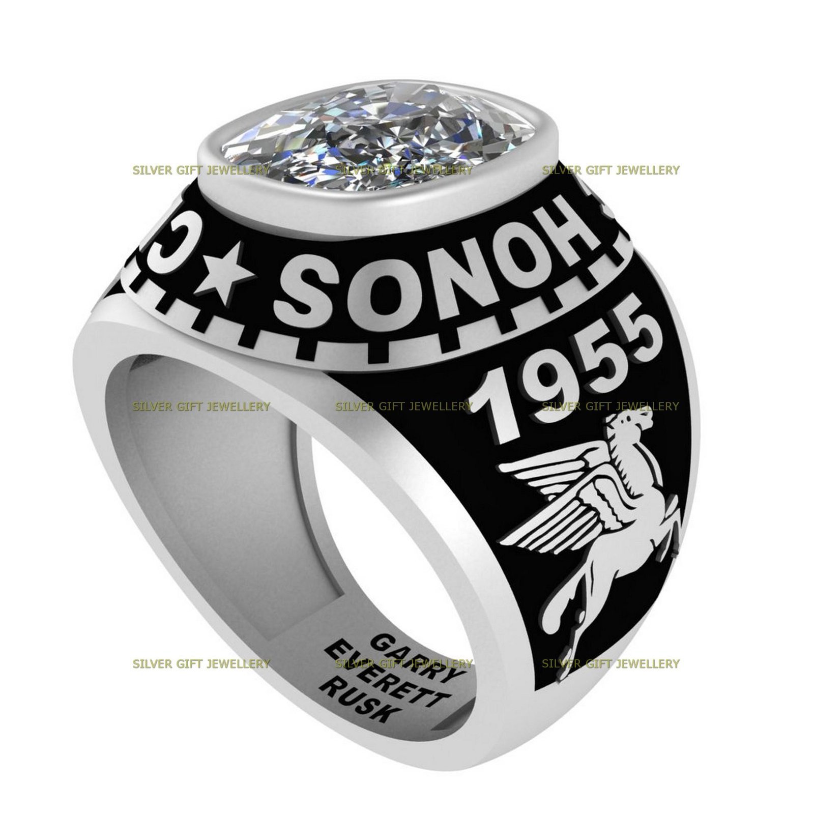 Any University Class Ring, Custom College Ring 925 Silver - Image 4