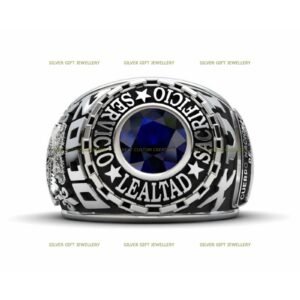 Custom Cut Stone Class Ring, Personalized High School 925 Silver
