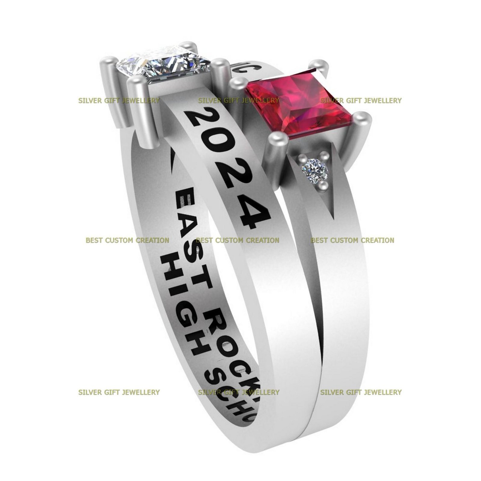Balanced Class Ring for Her, Signature High School 925 Silver - Image 8