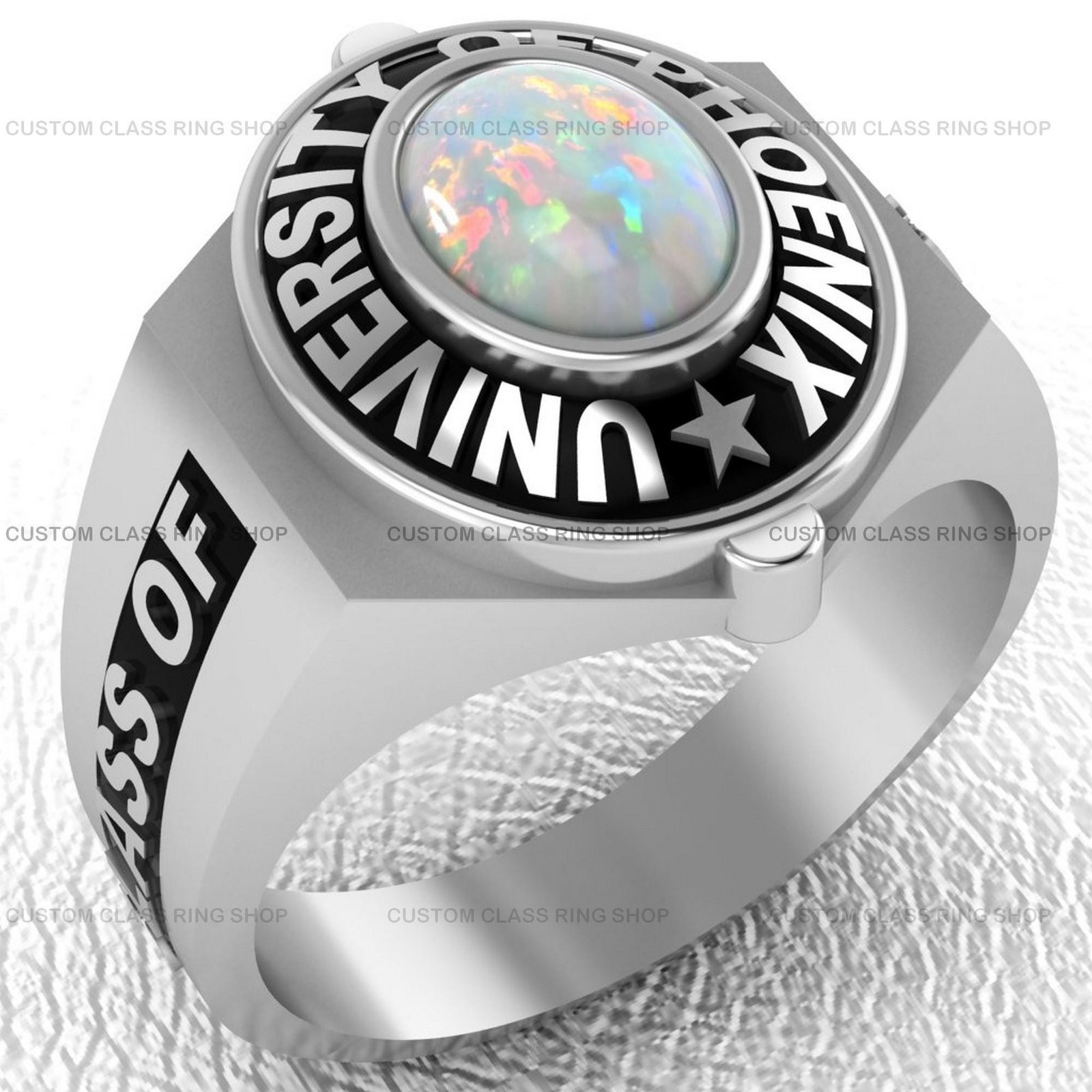 Everyday Oval College Ring, Handmade Sterling Silver Grad Gift - Image 3