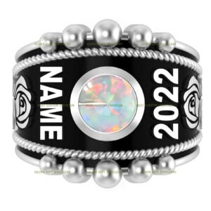 Opal Graduation Keepsake Ring, Engraved 925 Silver