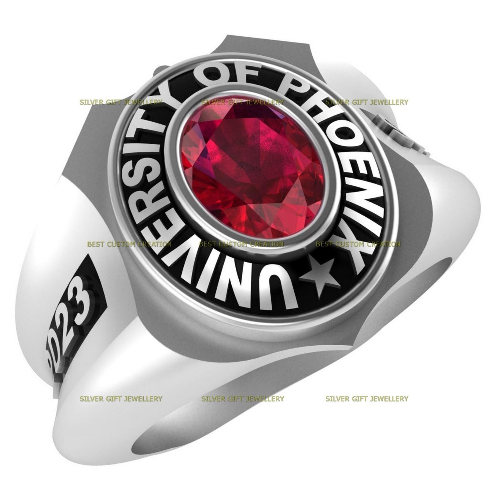Heritage High School Ring, Traditional Engraved 925 Silver - Image 3