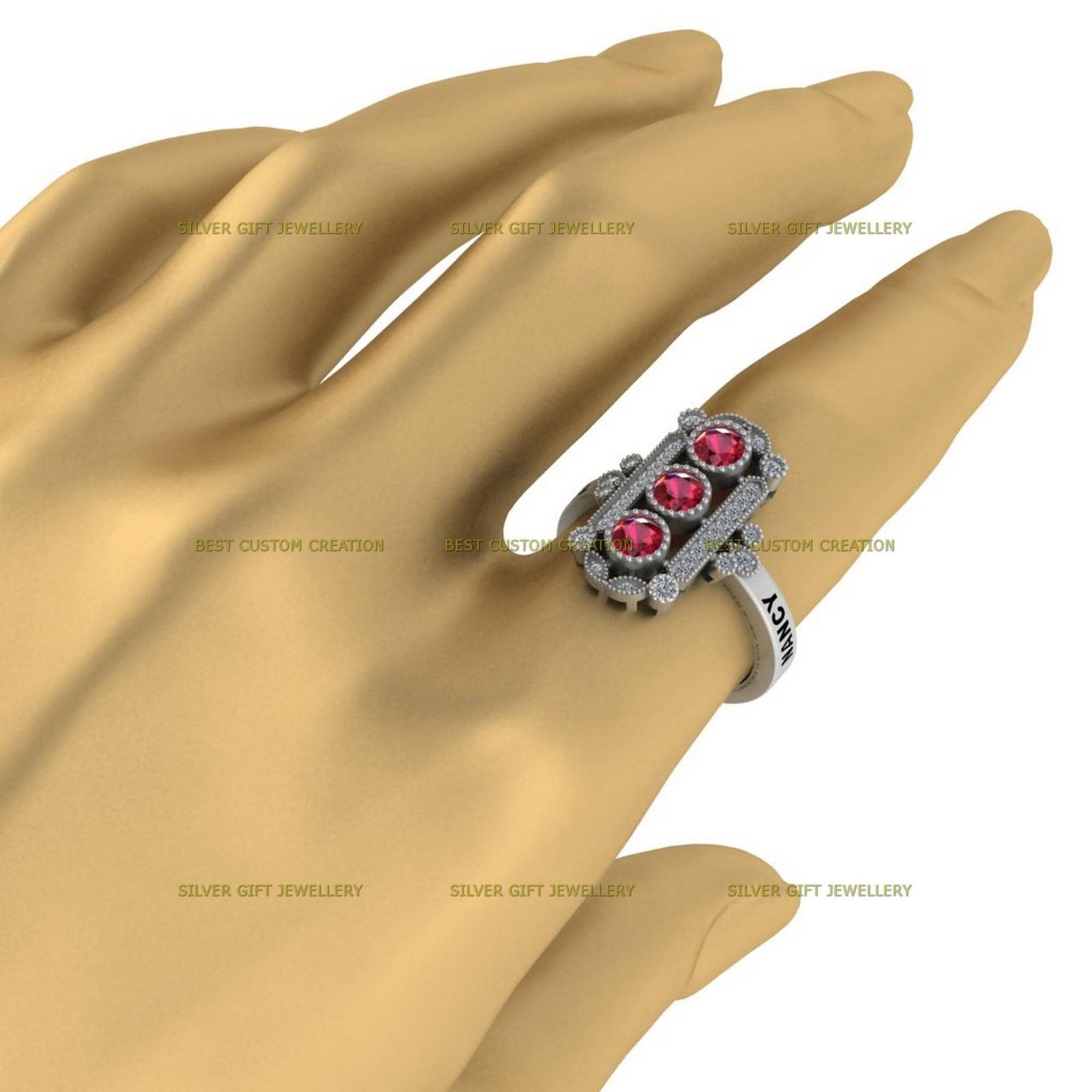 Understated Class Ring Band, Engraved Graduation Ring 925 Silver - Image 6