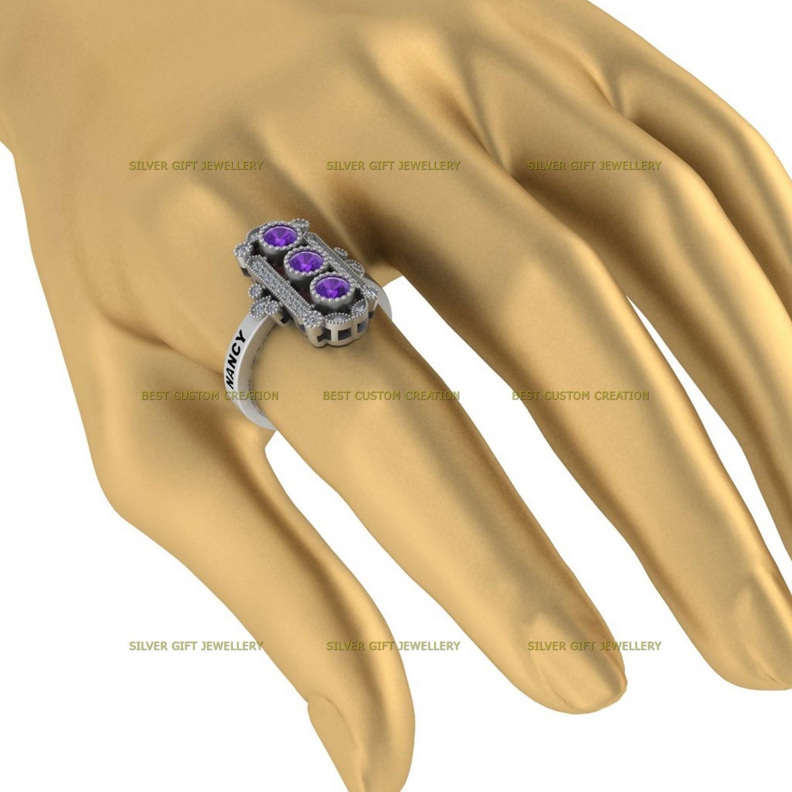 School Emblem Ring Band, Timeless 925 Silver Class Ring - Image 6