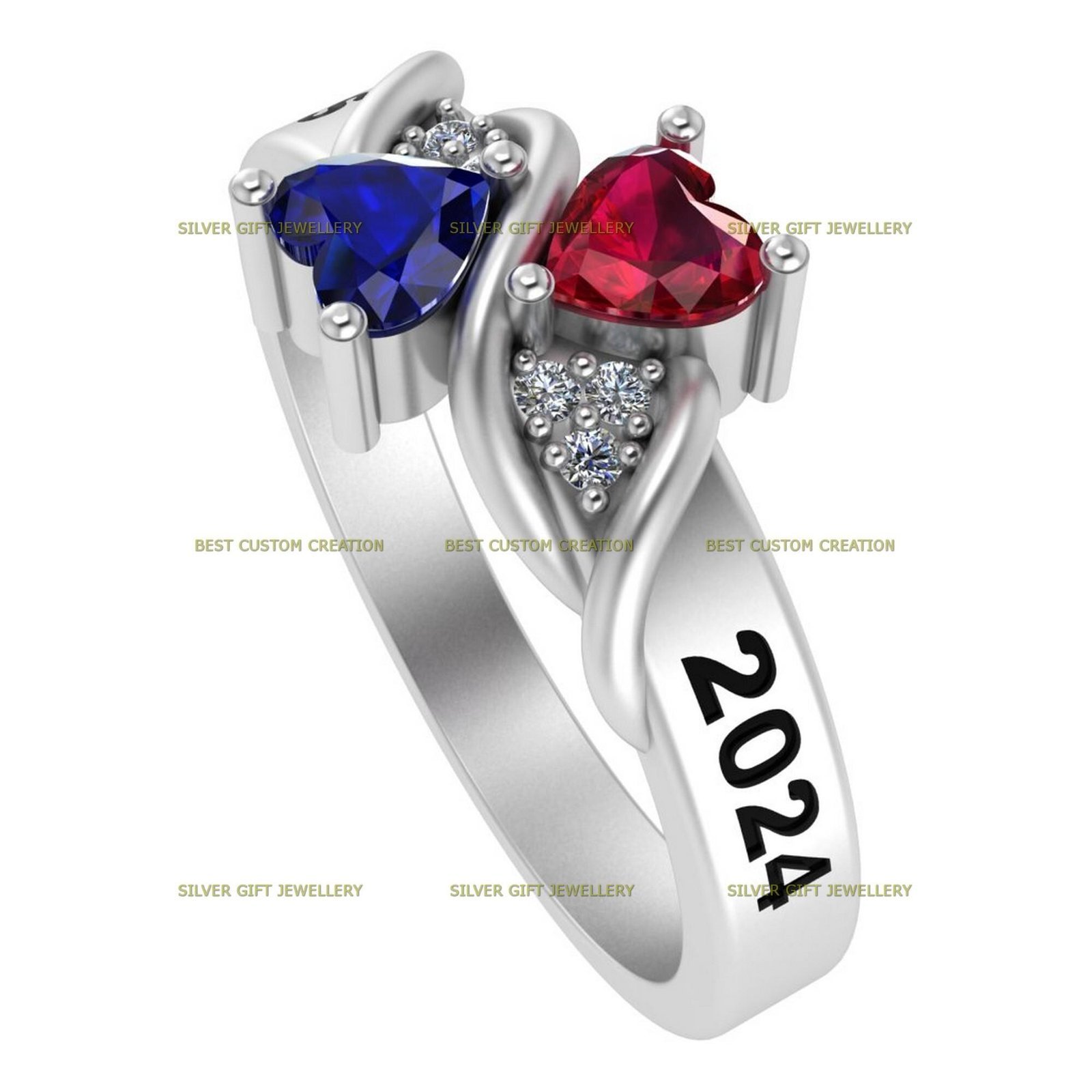 Legacy of Love Ring, Heart Stone Class Ring 925 Silver - Image 3