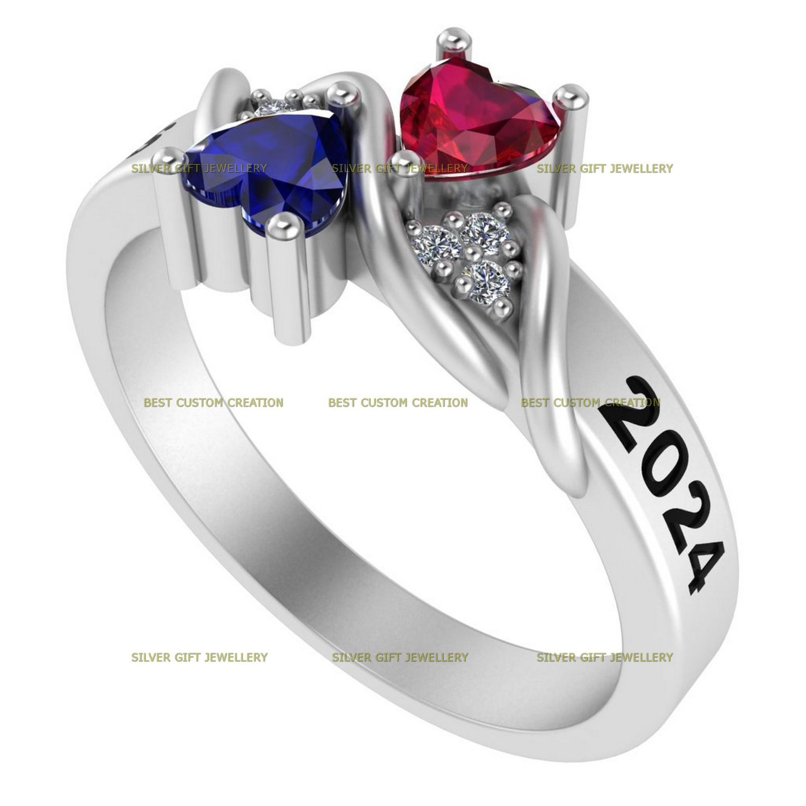 Legacy of Love Ring, Heart Stone Class Ring 925 Silver - Image 7