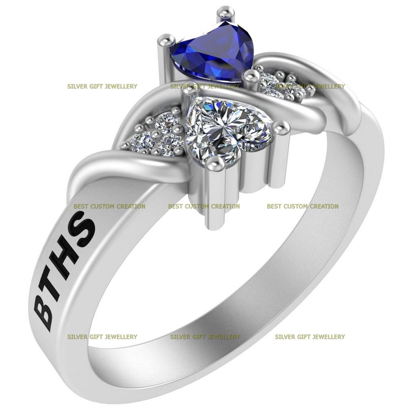 Love and Legacy Ring, Heart Stone Graduation Class Ring 925 Silver - Image 3