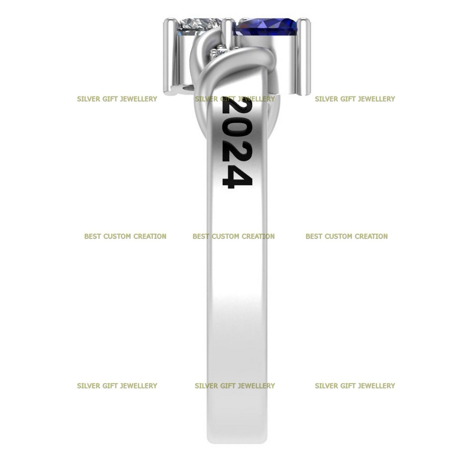 Love and Legacy Ring, Heart Stone Graduation Class Ring 925 Silver - Image 5
