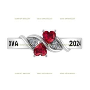 Heart Scholar Ring, Timeless Heart Stone Class Ring 925 Silver