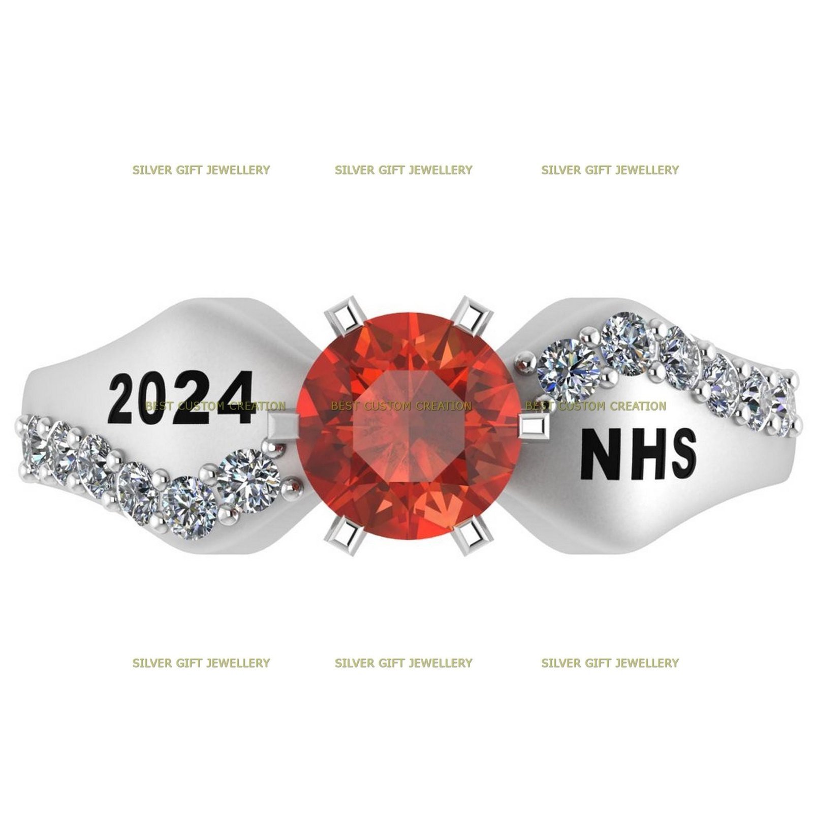 Wings of Wisdom Ring, Personalized Graduation Class Ring 925 Silver - Image 8