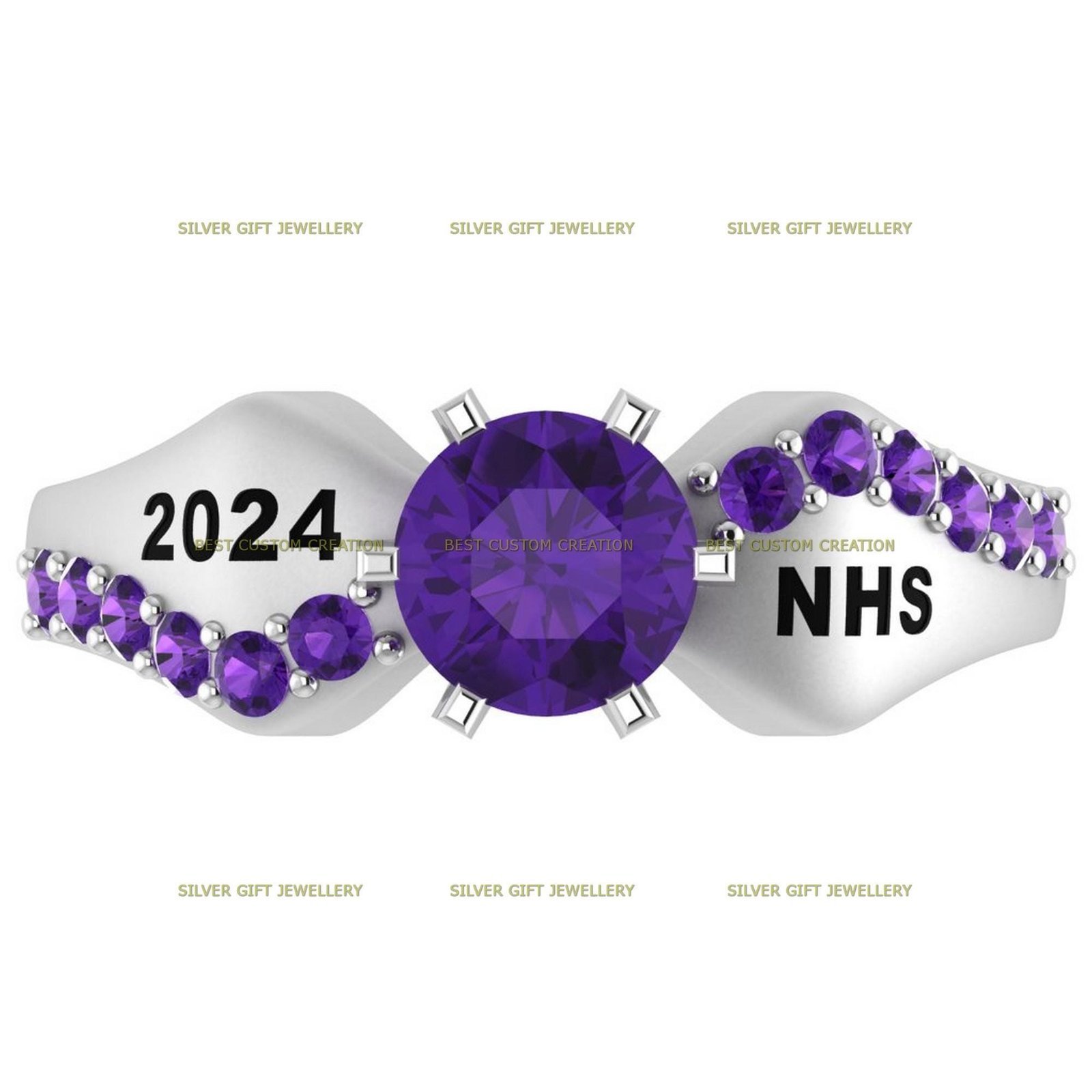 Floral Triumph Ring, Empowerment Emblem Graduation Ring 925 Silver - Image 4