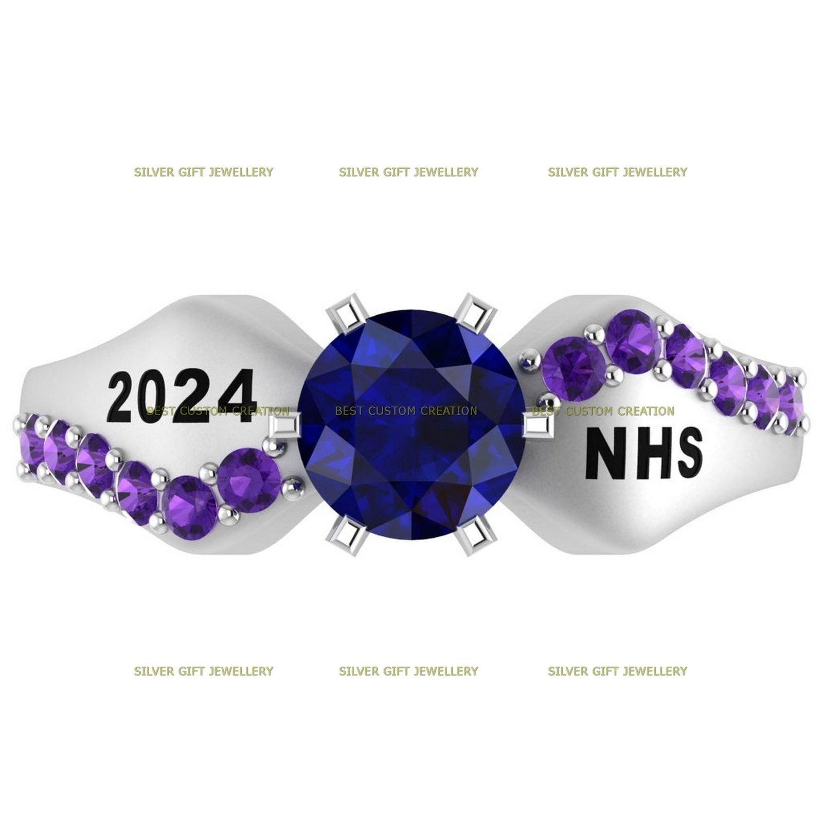 Floral Triumph Ring, Empowerment Emblem Graduation Ring 925 Silver - Image 9