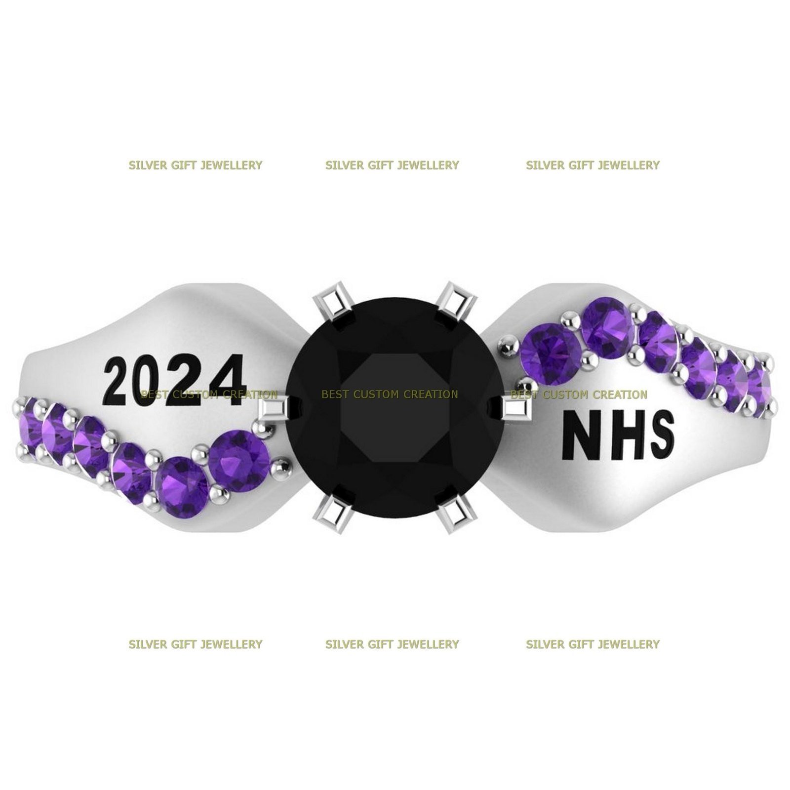 Floral Triumph Ring, Empowerment Emblem Graduation Ring 925 Silver - Image 7