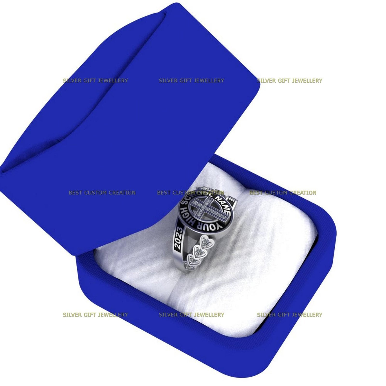 Cross Heritage Ring, Faith and Achievement Class Ring 925 Silver - Image 8