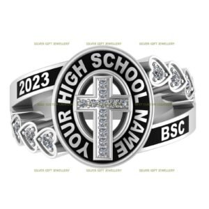 Cross Heritage Ring, Faith and Achievement Class Ring 925 Silver