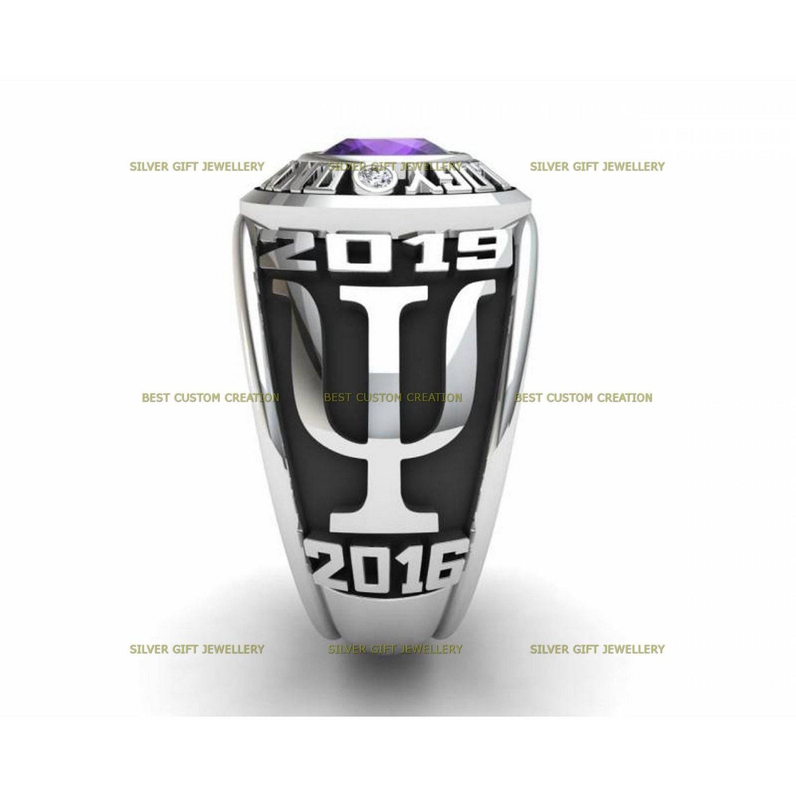 Bold High School Grad Ring, Signature Design 925 Silver - Image 5