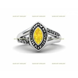 Refined Senior Ring for Women, High School Class Ring 925 Silver