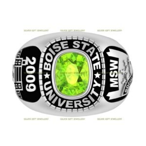 Custom Stone Senior Ring, Personalized High School Ring 925 Silver