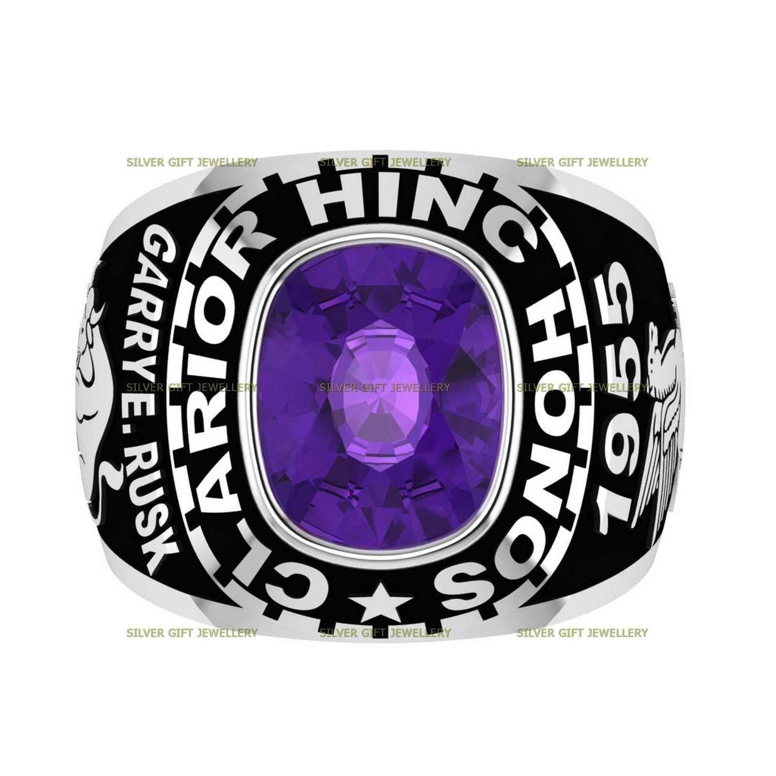 Custom College Grad Ring, Any School Personalized 925 Silver