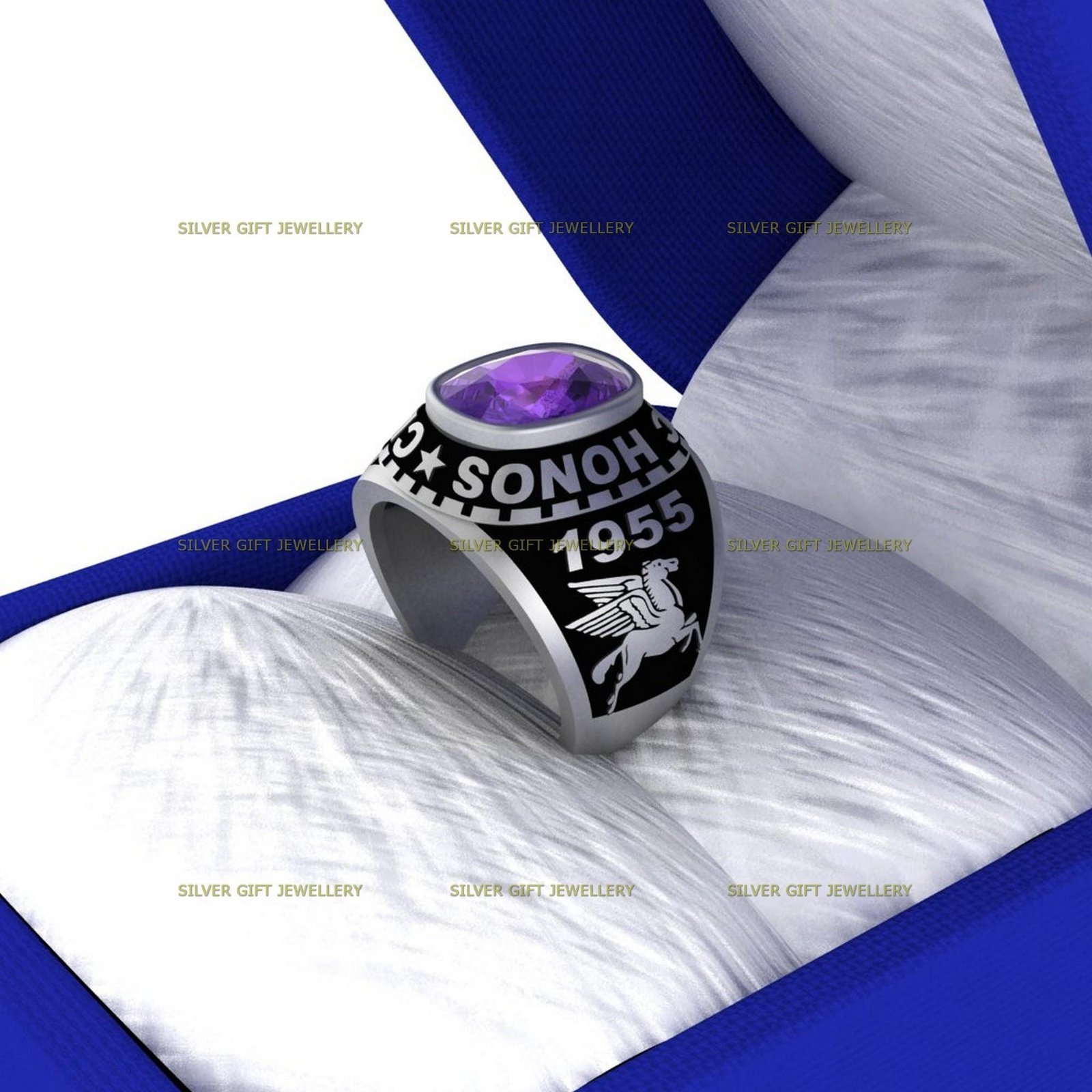 Custom College Grad Ring, Any School Personalized 925 Silver - Image 7
