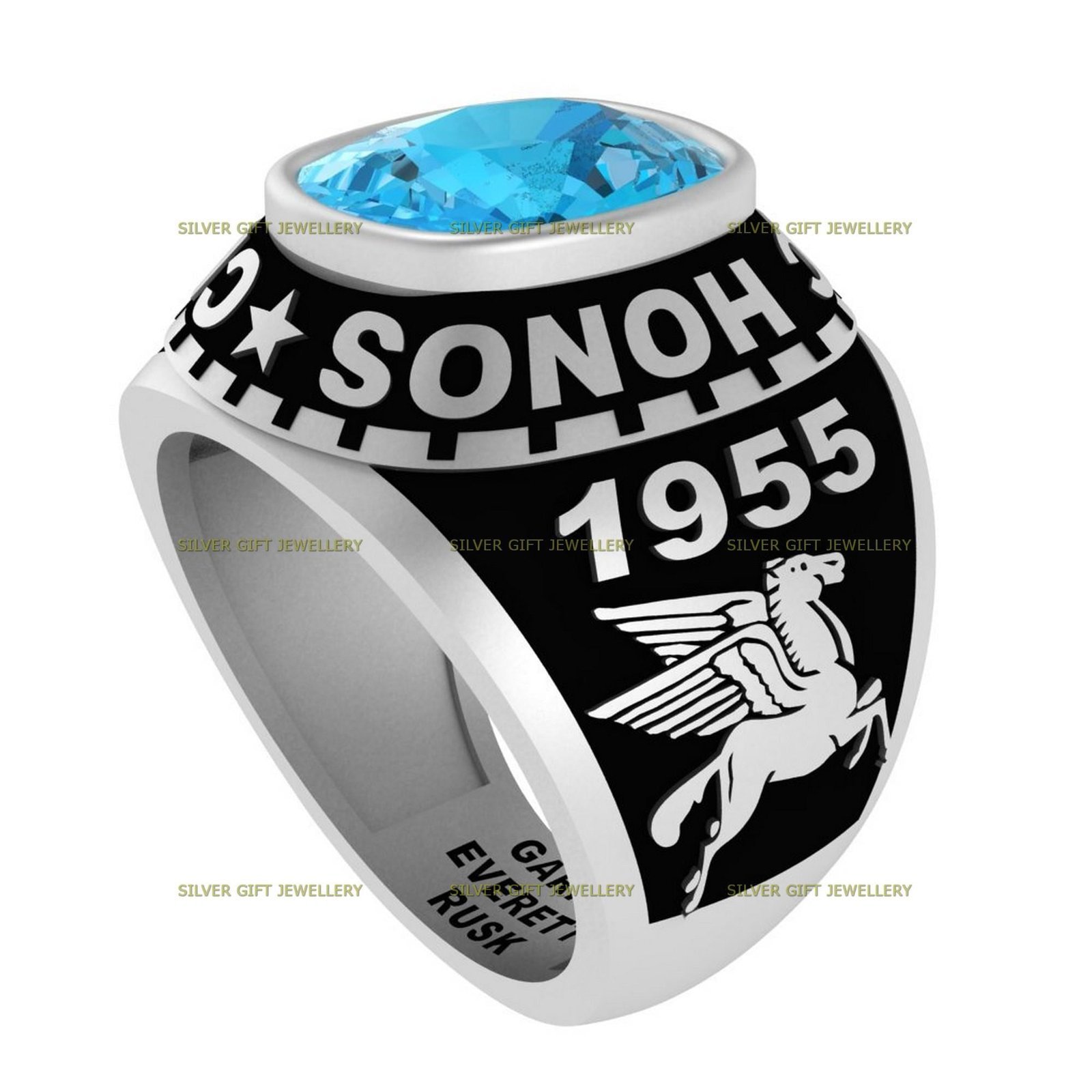 University Ring for Men, Custom Senior Ring 925 Silver - Image 4