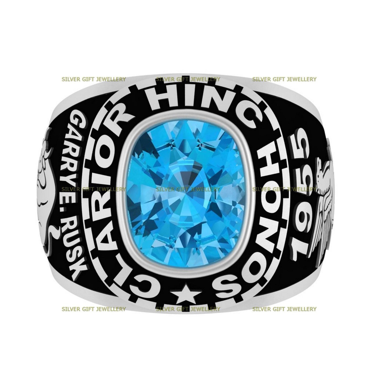 University Ring for Men, Custom Senior Ring 925 Silver