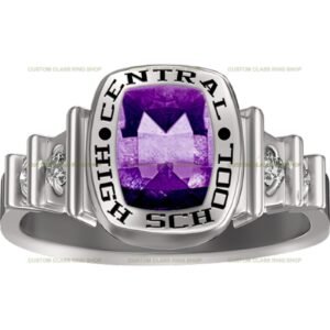 White Gold Plated Class Ring for Women, Marquise Stone 925 Silver