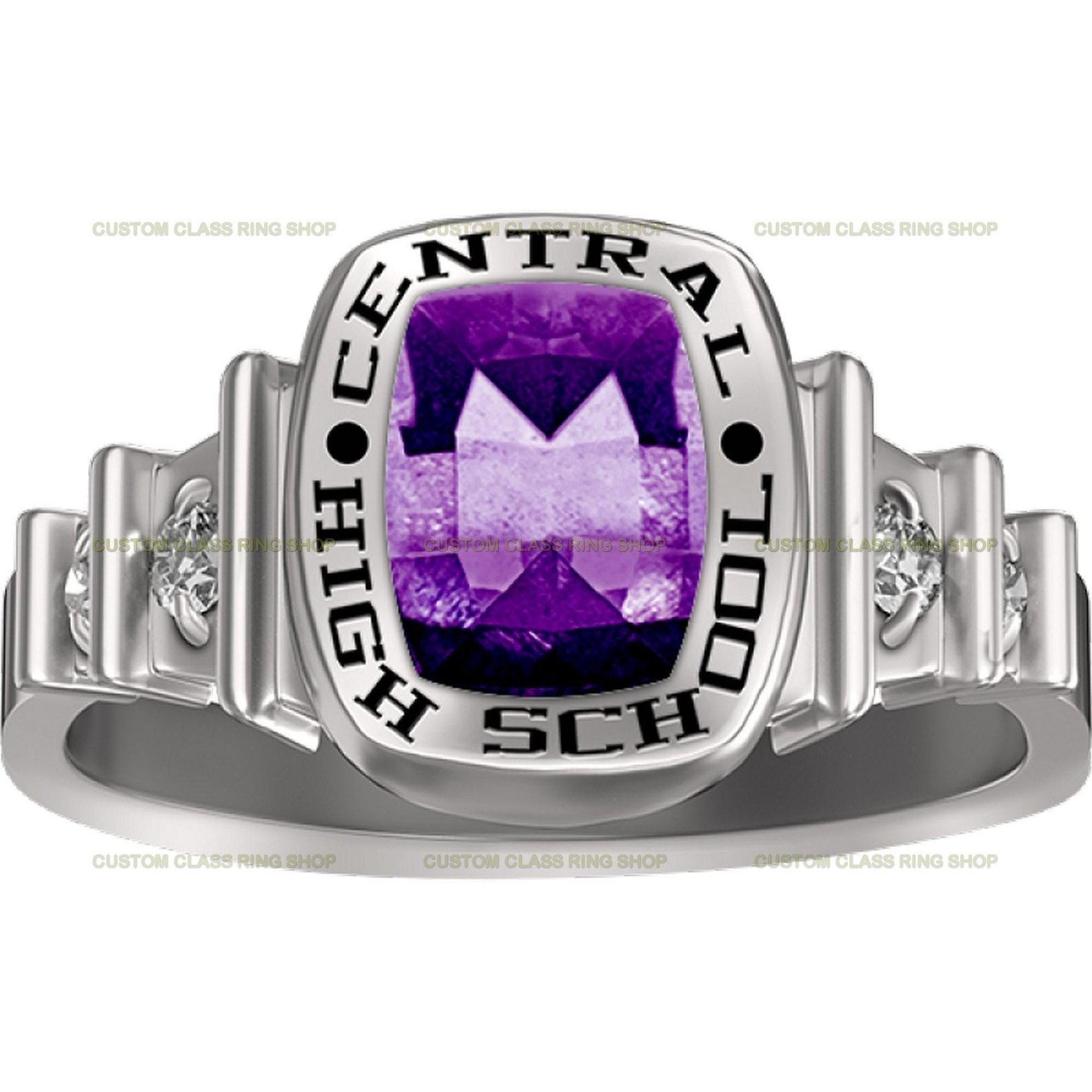 White Gold Plated Class Ring for Women, Marquise Stone 925 Silver