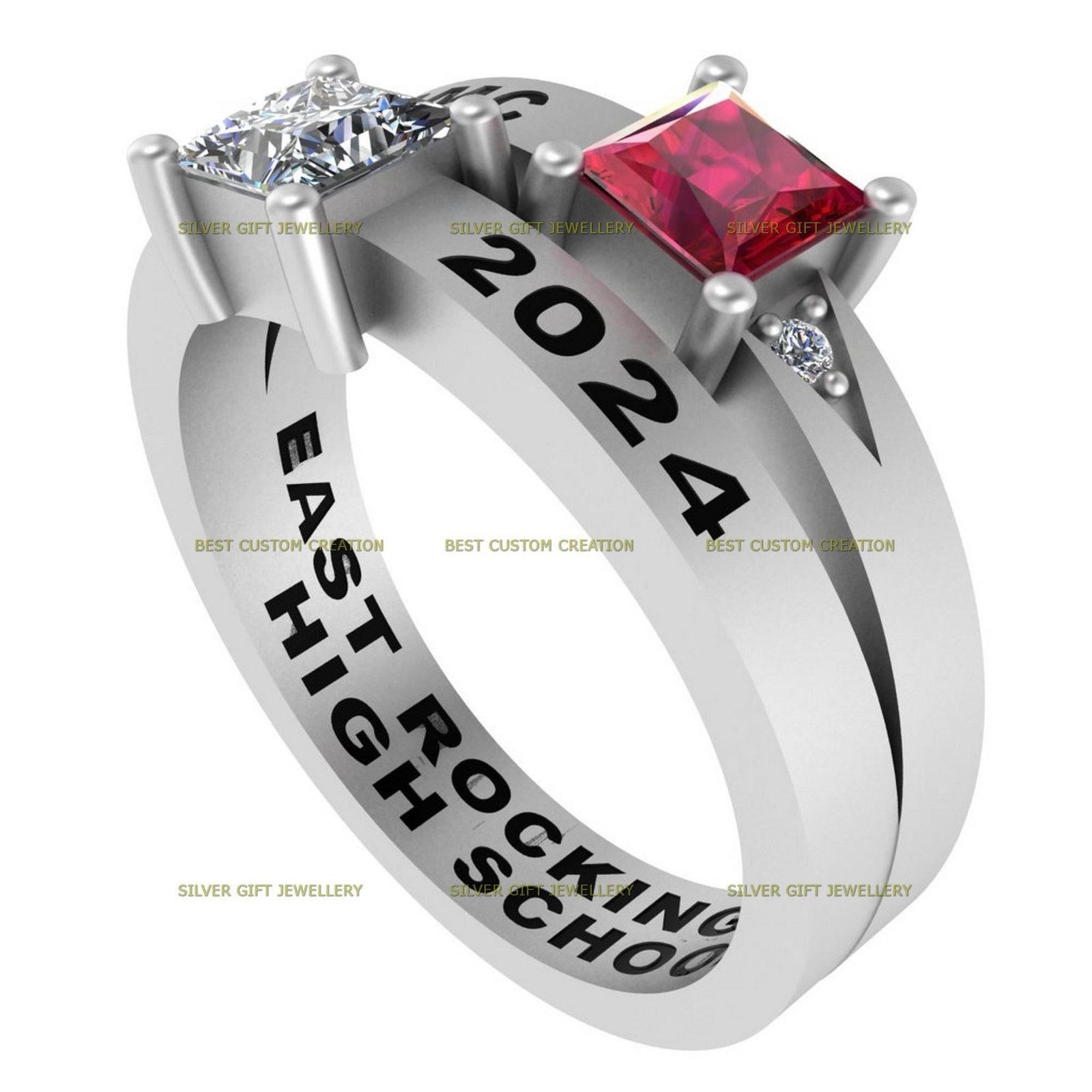 Balanced Class Ring for Her, Signature High School 925 Silver - Image 6