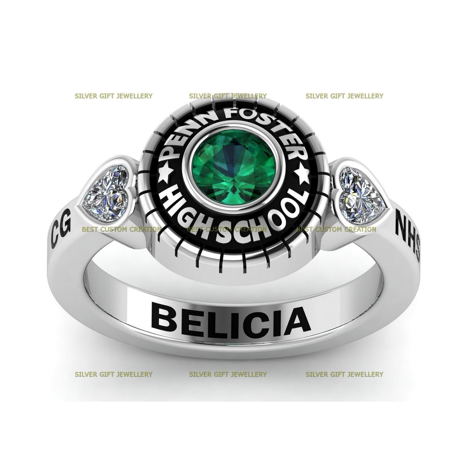Best Senior Ring Gift for Her, Personalized 925 Silver Class Ring - Image 5