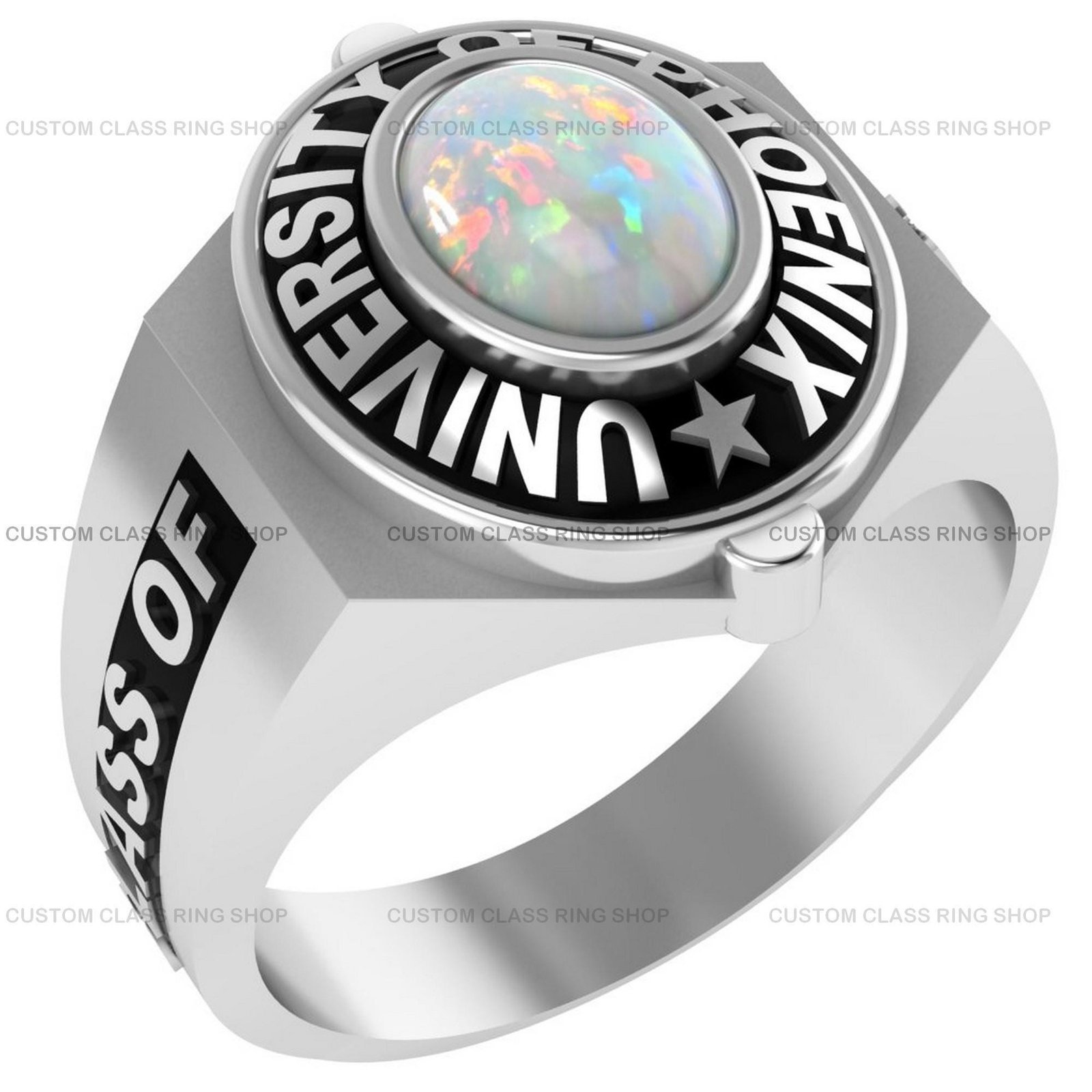 Everyday Oval College Ring, Handmade Sterling Silver Grad Gift - Image 2