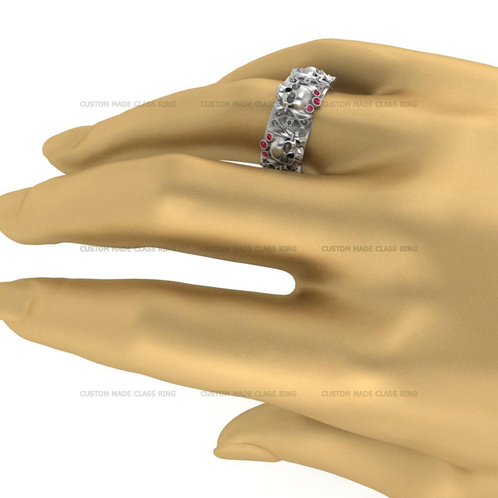 Detailed Skull Ring, Handmade Halloween Ring Silver or Gold - Image 5