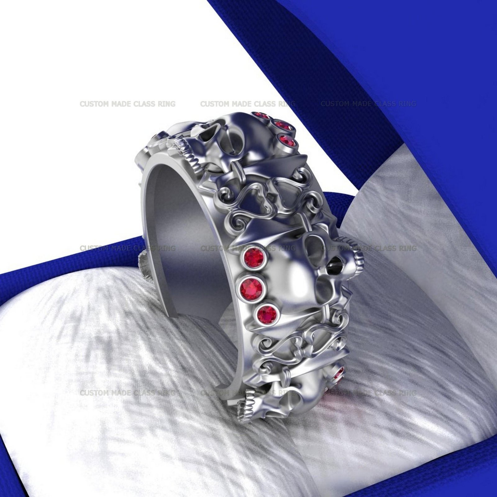 Detailed Skull Ring, Handmade Halloween Ring Silver or Gold - Image 7