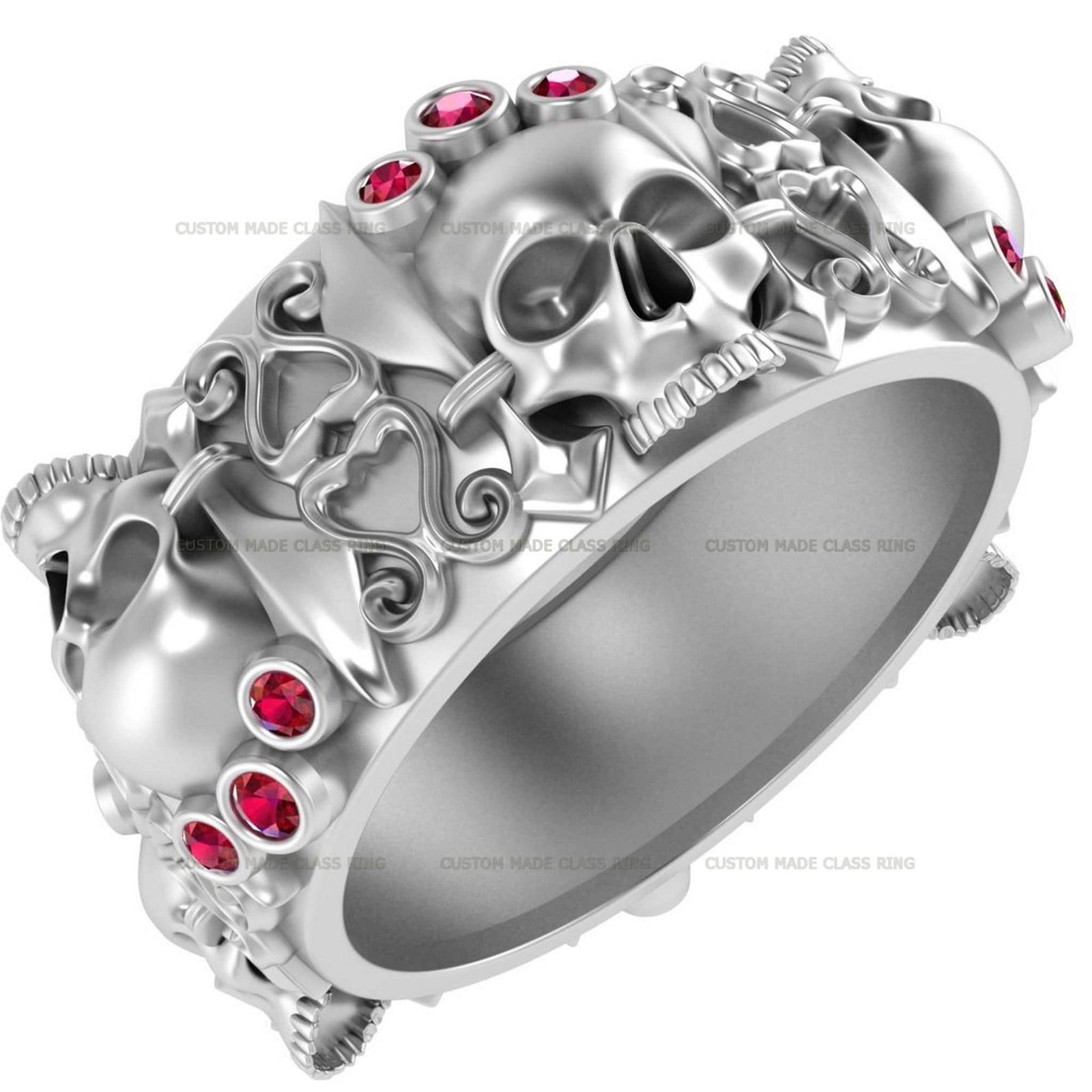 Detailed Skull Ring, Handmade Halloween Ring Silver or Gold