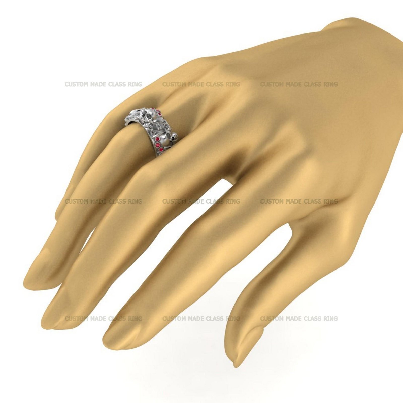 Detailed Skull Ring, Handmade Halloween Ring Silver or Gold - Image 4