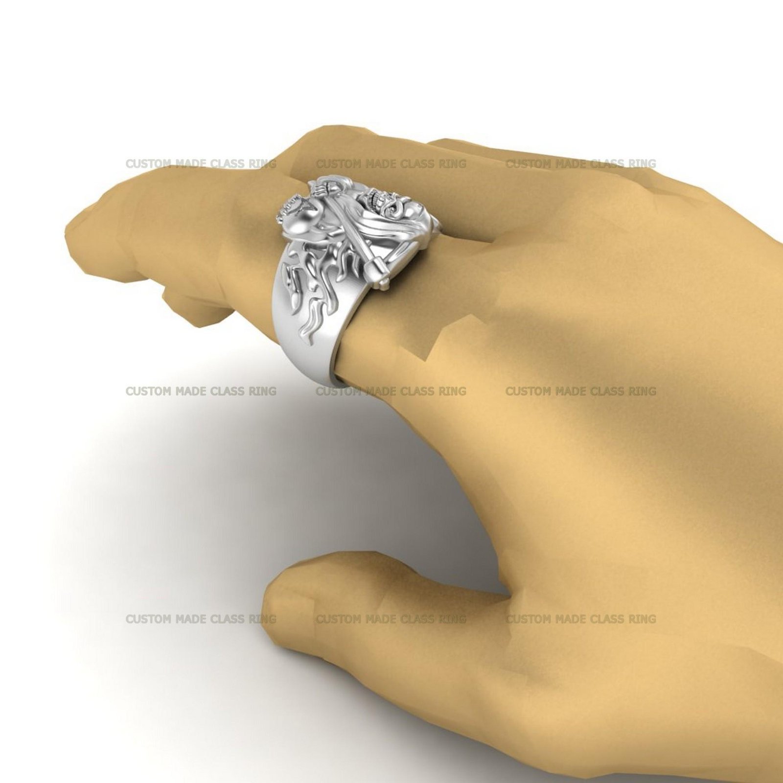 Grim Reaper Ring, Gothic Sterling Silver or Gold Halloween Ring - Image 8