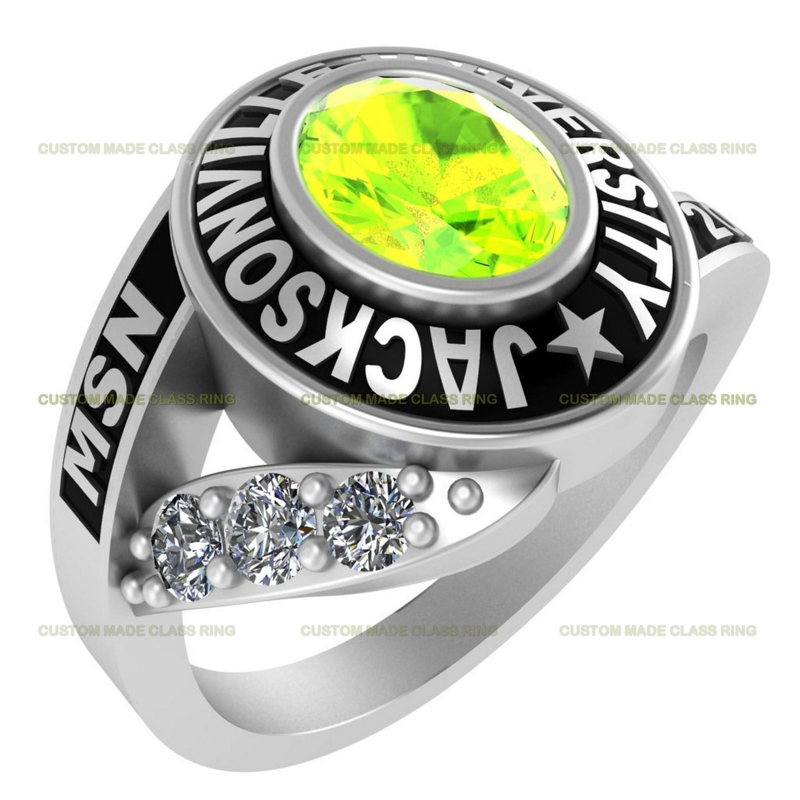 Legacy Moissanite Ring, Gemstone Graduation Class Ring 925 Silver - Image 6