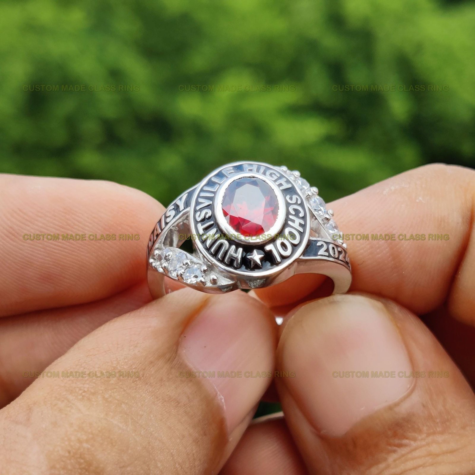 Moissanite Graduation Ring for Her, Personalized 925 Silver Band - Image 10